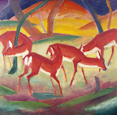 Rothirsch grasen Franz Marc